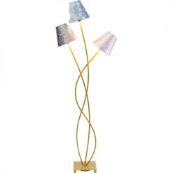 Kare Design Lampadaires Lampadaire En Acier Doré 3 Abat-jours En Velours H130 -Lampadaires || Lustres || Guirlandes et décorations lumineuses Soldes lampadaire en acier dore 3 abat jours en velours h130 3
