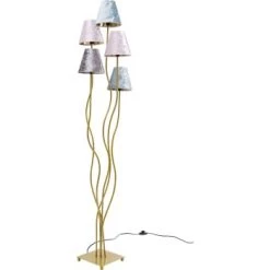 Kare Design Lampadaires Lampadaire En Acier Doré 5 Abat-jours En Velours H163 -Lampadaires || Lustres || Guirlandes et décorations lumineuses Soldes lampadaire en acier dore 5 abat jours en velours h163 5