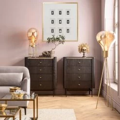 Kare Design Lampadaires Lampadaire En Acier Doré Et Abat-jour Poire En Verre H78 -Lampadaires || Lustres || Guirlandes et décorations lumineuses Soldes lampadaire en acier dore et abat jour poire en verre h78 4