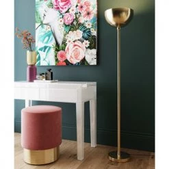 Kare Design Lampadaires Lampadaire En Acier Doré Et Blanc H151 -Lampadaires || Lustres || Guirlandes et décorations lumineuses Soldes lampadaire en acier dore et blanc h151 1