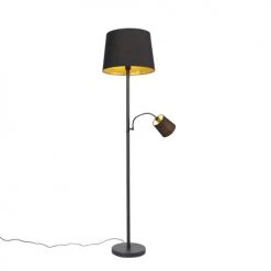 QAZQA Lampadaires Lampadaire En Acier Noir -Lampadaires || Lustres || Guirlandes et décorations lumineuses Soldes lampadaire en acier noir 108