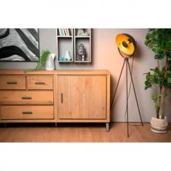 Lampea Lampadaires Lampadaire En Acier Noir 148 Cm -Lampadaires || Lustres || Guirlandes et décorations lumineuses Soldes lampadaire en acier noir 148 cm 5