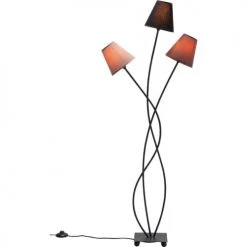 Kare Design Lampadaires Lampadaire En Acier Noir 3 Abat-jours En Coton Marron H130 -Lampadaires || Lustres || Guirlandes et décorations lumineuses Soldes lampadaire en acier noir 3 abat jours en coton marron h130 2