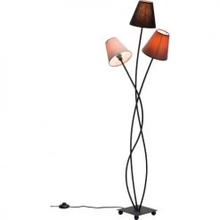 Kare Design Lampadaires Lampadaire En Acier Noir 3 Abat-jours En Coton Marron H130 -Lampadaires || Lustres || Guirlandes et décorations lumineuses Soldes lampadaire en acier noir 3 abat jours en coton marron h130 3