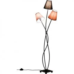 Kare Design Lampadaires Lampadaire En Acier Noir 3 Abat-jours En Coton Marron H130 -Lampadaires || Lustres || Guirlandes et décorations lumineuses Soldes lampadaire en acier noir 3 abat jours en coton marron h130 4