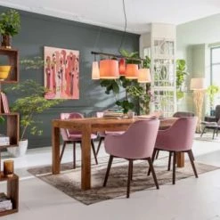 Kare Design Lampadaires Lampadaire En Acier Noir 5 Abat-jours En Tissu Rose H163 -Lampadaires || Lustres || Guirlandes et décorations lumineuses Soldes lampadaire en acier noir 5 abat jours en tissu rose h163 3