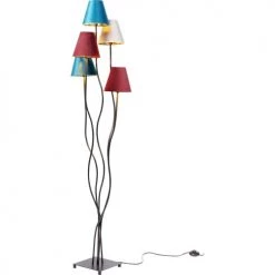 Kare Design Lampadaires Lampadaire En Acier Noir 5 Abat-jours En Velours H163 -Lampadaires || Lustres || Guirlandes et décorations lumineuses Soldes lampadaire en acier noir 5 abat jours en velours h163 1