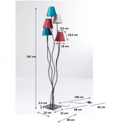 Kare Design Lampadaires Lampadaire En Acier Noir 5 Abat-jours En Velours H163 -Lampadaires || Lustres || Guirlandes et décorations lumineuses Soldes lampadaire en acier noir 5 abat jours en velours h163 3