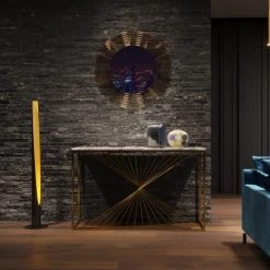 Kare Design Lampadaires Lampadaire En Acier Noir Et Doré H140 -Lampadaires || Lustres || Guirlandes et décorations lumineuses Soldes lampadaire en acier noir et dore h140 1