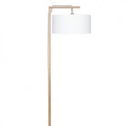 Good & Mojo Lampadaires Lampadaire En Bambou Abat-jour En Lin Blanc, H. 174cm