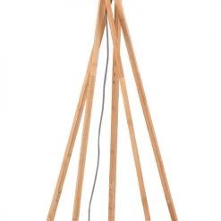 Good & Mojo Lampadaires Lampadaire En Bambou Abat-jour En Lin Bleu Denim, H. 160cm
