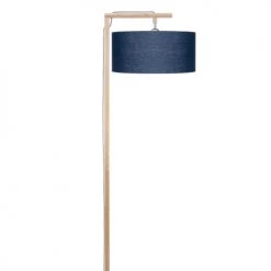 Good & Mojo Lampadaires Lampadaire En Bambou Abat-jour En Lin Bleu Denim, H. 174cm