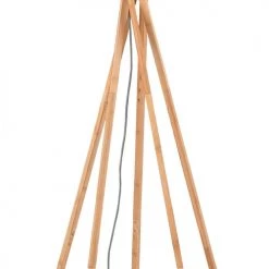 Good & Mojo Lampadaires Lampadaire En Bambou Abat-jour En Lin Gris Clair, H. 160cm