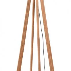 Good & Mojo Lampadaires Lampadaire En Bambou Abat-jour En Lin Gris Foncé, H. 158cm