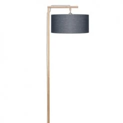 Good & Mojo Lampadaires Lampadaire En Bambou Abat-jour En Lin Gris Foncé, H. 174cm