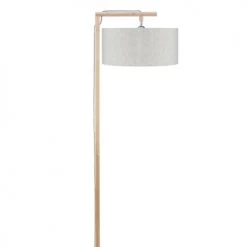 Good & Mojo Lampadaires Lampadaire En Bambou Abat-jour En Lin Lin Clair, H. 174cm
