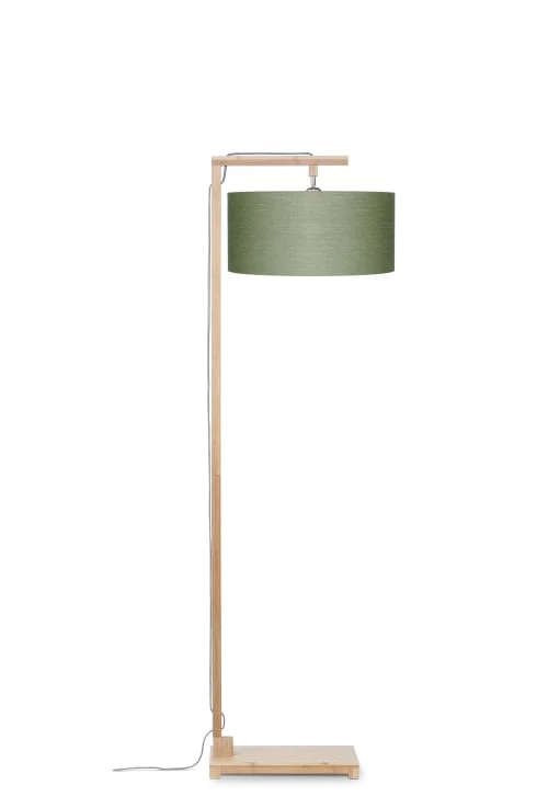 Good & Mojo Lampadaires Lampadaire En Bambou Abat-jour En Lin Vert Forêt, H. 174cm 3 Good & Mojo Lampadaires Lampadaire En Bambou Abat-jour En Lin Vert Forêt, H. 174cm