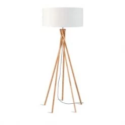 Good & Mojo Lampadaires Lampadaire En Bambou Et Lin Blanc H160cm
