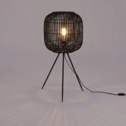 Mica Decorations Lampadaires Lampadaire En Bambou Et Métal Noir H90 -Lampadaires || Lustres || Guirlandes et décorations lumineuses Soldes lampadaire en bambou et metal noir h90 2