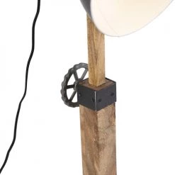 QAZQA Lampadaires Lampadaire En Bois Anthracite -Lampadaires || Lustres || Guirlandes et décorations lumineuses Soldes lampadaire en bois anthracite 3
