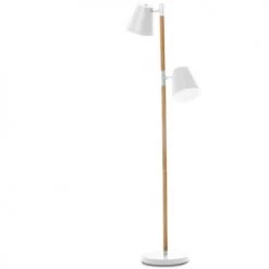 Present Time Lampadaires Lampadaire En Bois Et Métal H150 Cm Marron Et Blanc