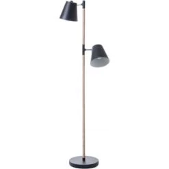 Leitmotiv Lampadaires Lampadaire En Bois Et Métal Hauteur 150 Cm Marron Et Blanc -Lampadaires || Lustres || Guirlandes et décorations lumineuses Soldes lampadaire en bois et metal hauteur 150 cm marron et blanc 4