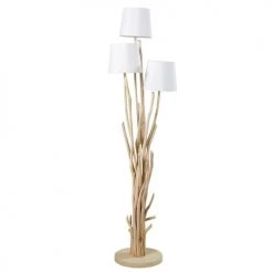 Maisons Du Monde Lampadaires Lampadaire En Bois Flotté Et Abat-jour Blanc H159