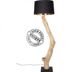 Kare Design Lampadaires Lampadaire En Bois Flotté Et Abat-jour En Coton Noir H171 -Lampadaires || Lustres || Guirlandes et décorations lumineuses Soldes lampadaire en bois flotte et abat jour en coton noir h171 3
