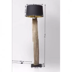 Kare Design Lampadaires Lampadaire En Bois Flotté Et Abat-jour En Coton Noir H171 -Lampadaires || Lustres || Guirlandes et décorations lumineuses Soldes lampadaire en bois flotte et abat jour en coton noir h171 4