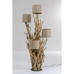 Kare Design Lampadaires Lampadaire En Bois Flotté Massif Et Abat-jour En Lin H154 -Lampadaires || Lustres || Guirlandes et décorations lumineuses Soldes lampadaire en bois flotte massif et abat jour en lin h154 4