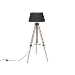 QAZQA Lampadaires Lampadaire En Bois Marron