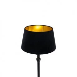 QAZQA Lampadaires Lampadaire En Bois Noir -Lampadaires || Lustres || Guirlandes et décorations lumineuses Soldes lampadaire en bois noir 1