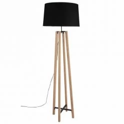Maisons Du Monde Lampadaires Lampadaire En Chêne Et Abat-jour Noir H146