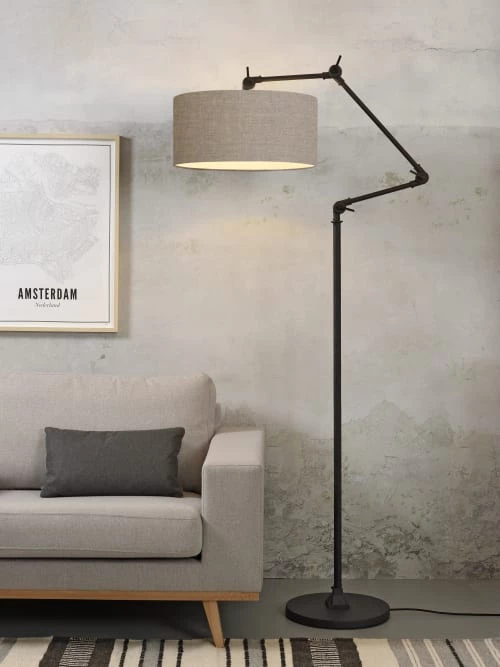 It's About Romi Lampadaires Lampadaire En Fer Abat-jour En Lin Lin Foncé, H. 190cm 4 It's About Romi Lampadaires Lampadaire En Fer Abat-jour En Lin Lin Foncé, H. 190cm – Image 2