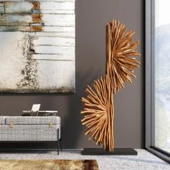 Kare Design Lampadaires Lampadaire En Hévéa Massif Et Acier H150 -Lampadaires || Lustres || Guirlandes et décorations lumineuses Soldes lampadaire en hevea massif et acier h150 1