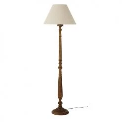 Maisons Du Monde Lampadaires Lampadaire En Manguier Et Abat-jour Coloris Lin H162