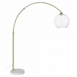 Maisons Du Monde Lampadaires Lampadaire En Marbre Blanc Et Métal Doré, Abat-jour Globe En Verre H153