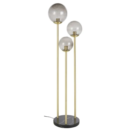Maisons Du Monde Lampadaires Lampadaire En Marbre Noir, Tiges En Métal Doré Et Globes En Verre Teinte Fumé H155 3 Maisons Du Monde Lampadaires Lampadaire En Marbre Noir, Tiges En Métal Doré Et Globes En Verre Teinte Fumé H155