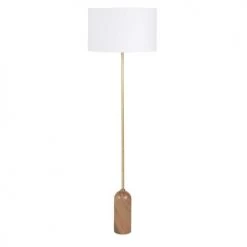 Maisons Du Monde Lampadaires Lampadaire En Marbre Rose Et Métal Doré, Abat-jour En Coton Blanc H156