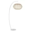 Maisons Du Monde Lampadaires Lampadaire En Métal Blanc Abat-jour En Rotin Tressé Main H181