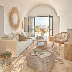 Maisons Du Monde Lampadaires Lampadaire En Métal Blanc Abat-jour En Rotin Tressé Main H181 -Lampadaires || Lustres || Guirlandes et décorations lumineuses Soldes lampadaire en metal blanc abat jour en rotin tresse main h181 1000 16 34 221475 3