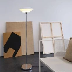 Dyberg Larsen Lampadaires Lampadaire En Métal Blanc Mat, H 133 Cm D 31 Cm -Lampadaires || Lustres || Guirlandes et décorations lumineuses Soldes lampadaire en metal blanc mat h 133 cm d 31 cm 2