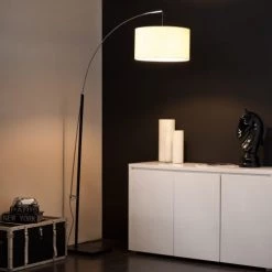 Maisons Du Monde Lampadaires Lampadaire En Métal Et Coton Blanc H 202 Cm -Lampadaires || Lustres || Guirlandes et décorations lumineuses Soldes lampadaire en metal et coton blanc h 202 cm 1000 2 9 138671 5