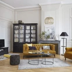 Maisons Du Monde Lampadaires Lampadaire En Métal Et Sapin Avec Abat-jour En Coton Noir H158 -Lampadaires || Lustres || Guirlandes et décorations lumineuses Soldes lampadaire en metal et sapin avec abat jour en coton noir h158 1000 12 25 130487 12