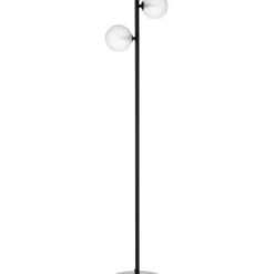 Wadiga Lampadaires Lampadaire En Métal Noir 2 Globes En Verre H130cm