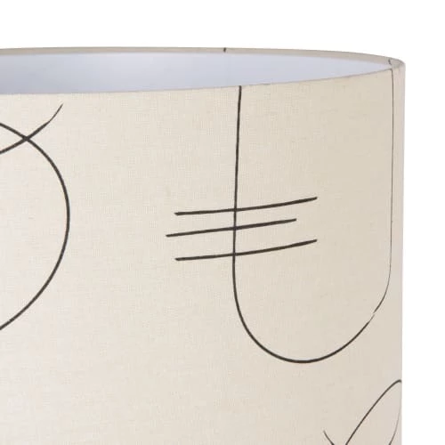 Maisons Du Monde Lampadaires Lampadaire En Métal Noir, Bois D'acacia Et Abat-jour En Coton écru à Motifs Visages H145 4 Maisons Du Monde Lampadaires Lampadaire En Métal Noir, Bois D'acacia Et Abat-jour En Coton écru à Motifs Visages H145 – Image 2