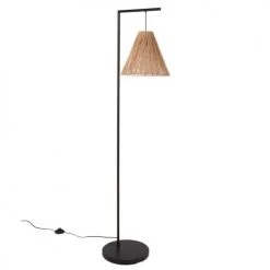 Maisons Du Monde Lampadaires Lampadaire En Métal Noir Et Abat-jour En Jute Marron H150