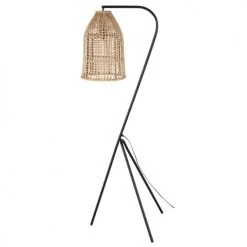 Maisons Du Monde Lampadaires Lampadaire En Métal Noir Et Abat-jour En Rotin H173