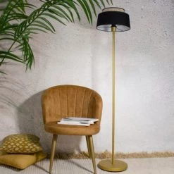 Now’s Home Lampadaires Lampadaire En Métal Noir Et Doré H150cm -Lampadaires || Lustres || Guirlandes et décorations lumineuses Soldes lampadaire en metal noir et dore h150cm 2