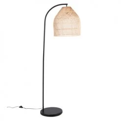Maisons Du Monde Lampadaires Lampadaire En Métal Noir Et Rotin H170